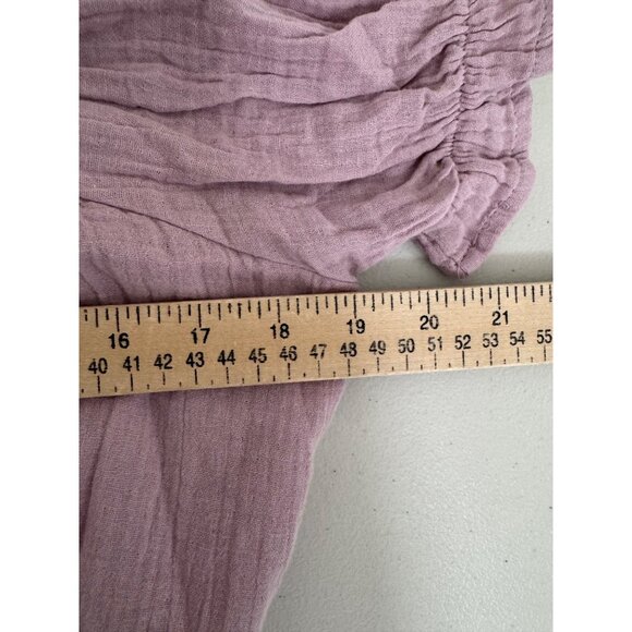 Salty Lemon Gauzy‎ crop top and wide pants set lilac beachy sz L - Picture 7 of 9